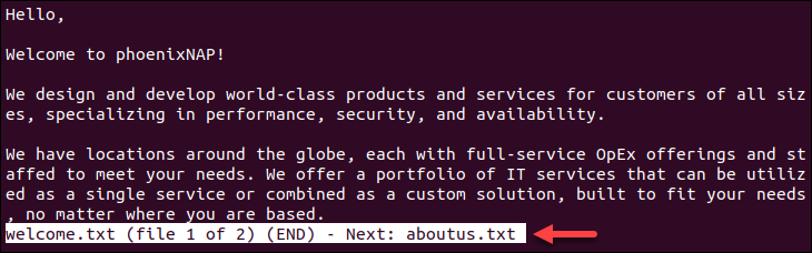 Opening multiple files using less.