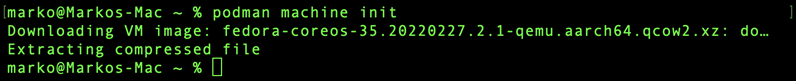 Setting up the Podman virtual machine.