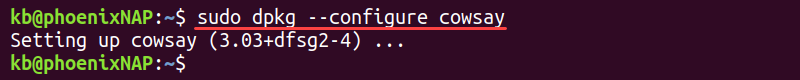 sudo dpkg --configure terminal output