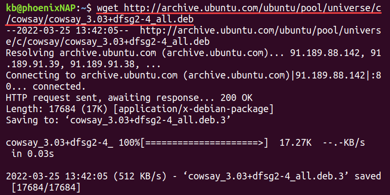 wget cowsay terminal output