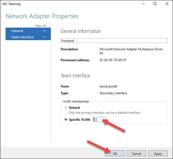 Changing VLAN number in WIndows.