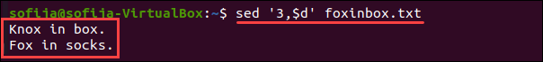 Delete lines from specific line number to end with sed.