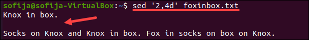 Delete line range from the file using the sed command.