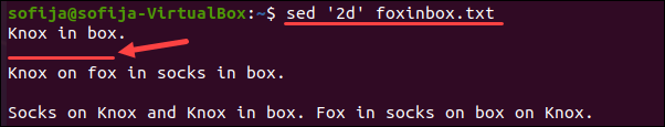 Delete specified line using the sed command.