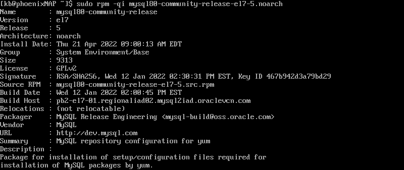 Display package information after installing.