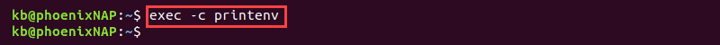 exec -c printenv clean environment termianl output