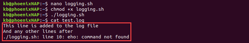 exec stdin and stderr logging terminal output