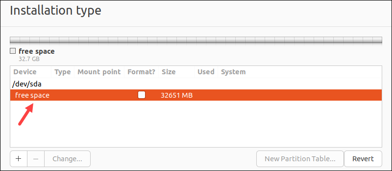 free space disk partition