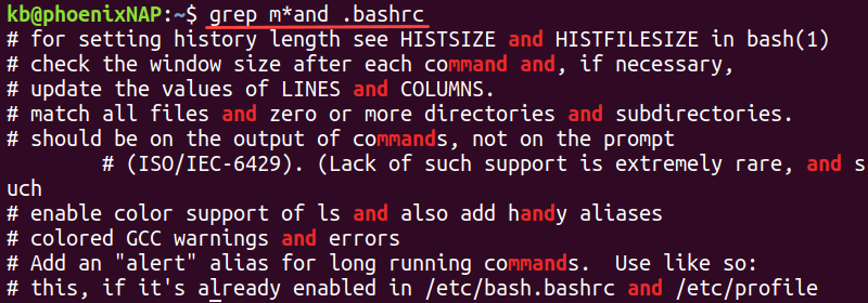 grep asterisk terminal output