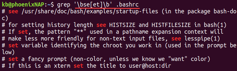 grep boundaries special backslash terminal output