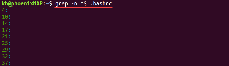 grep empty lines terminal output