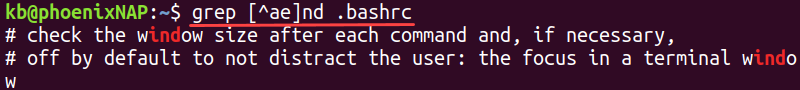 grep exclude bracket expression terminal output