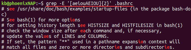 grep limit 2 terminal output