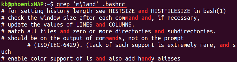grep question mark terminal output