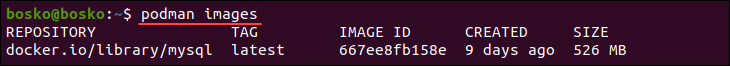 Listing existing images on Ubuntu.