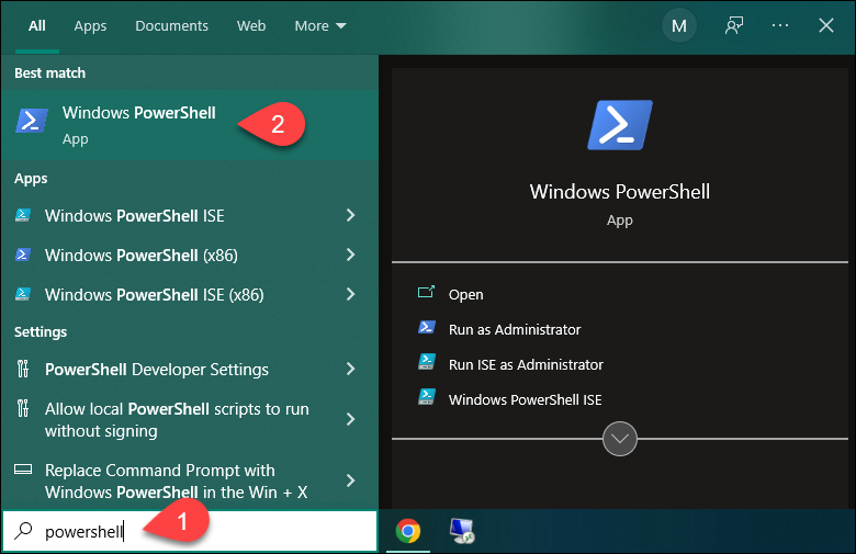 Open the Windows PowerShell app.