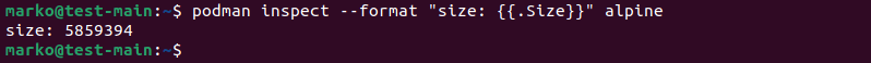 Inspecting an image using the format option.