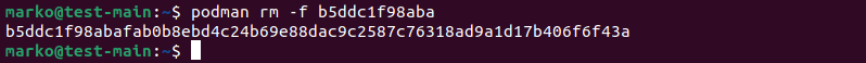 Removing a running or unusable container with the rm -f command.