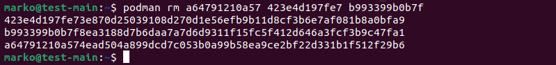 Removing multiple containers with the rm command.