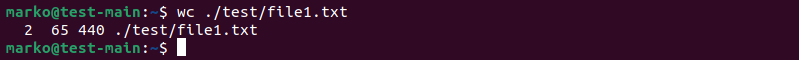 The default output of the wc command.