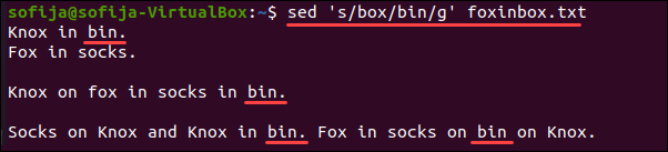 Replace all instances of a word in a file using the sed command.
