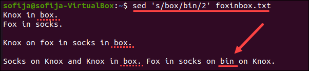 Replace the nth occurrence of a word in a line using the sed command.