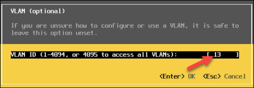 Changing the VLAN in ESXi.