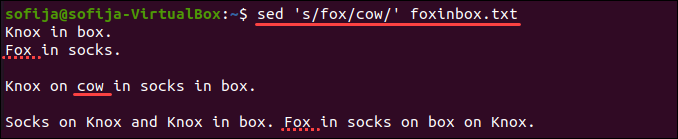 sed command substituting text in its default case-sensitive mode. 