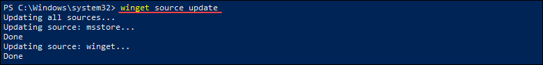 Updating the existing repositories in winget.