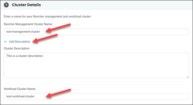 Filling in cluster details.