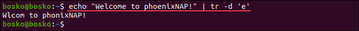 Using tr to delete specific characters.