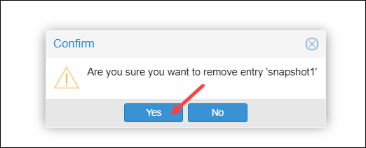 Confirming the deletion of a snapshot on Proxmox