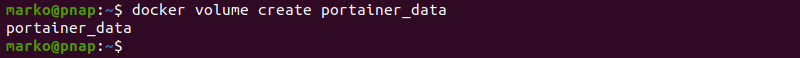 Creating a Docker volume for Portainer data.