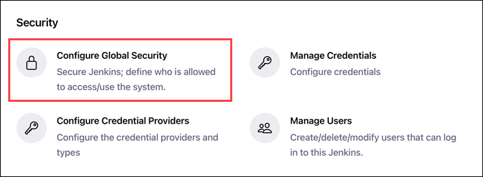 Manage Jenkins configure global security