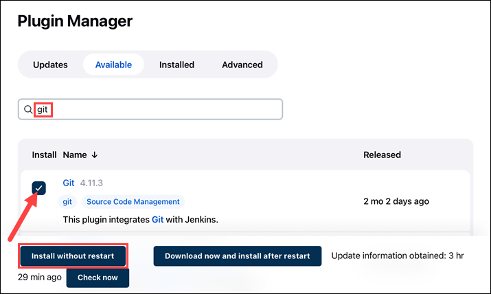 Git Jenkins plugin install