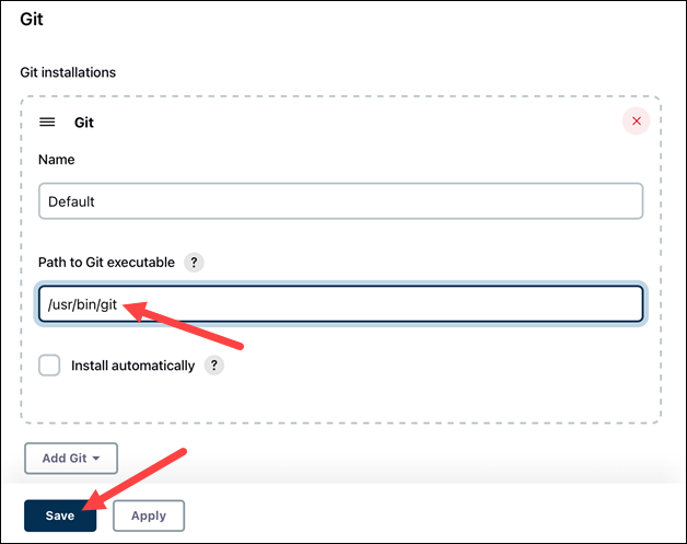 Global tool configuration git path