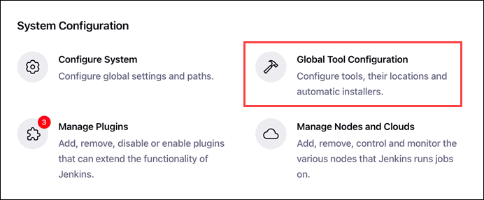 Manage Jenkins global tool configuration