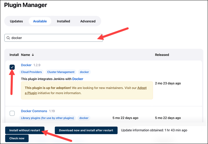 Manage jenkins plugins install