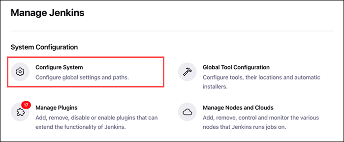 Click the Configure System button in the System Configuration section