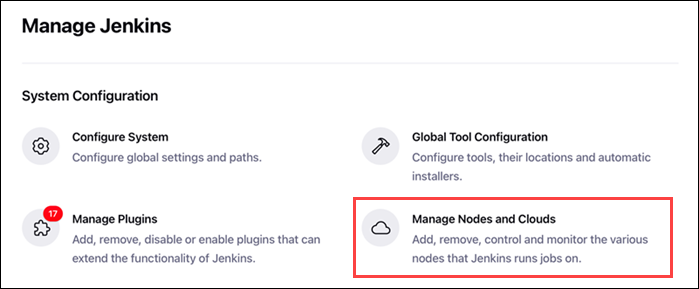 Navigating to the Manage Nodes and Clouds section.
