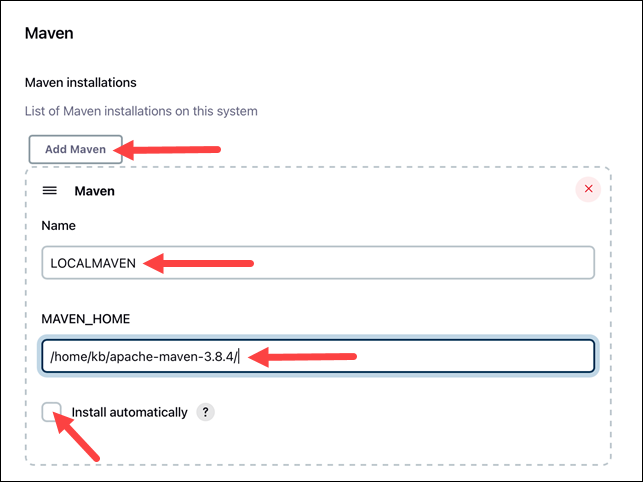Global tool configuration maven path