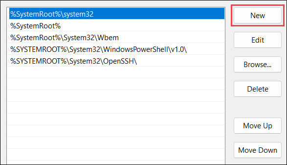 Adding the new path to the Path variable.