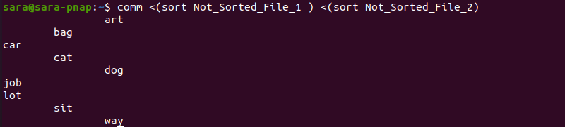 com and sort Terminal Output