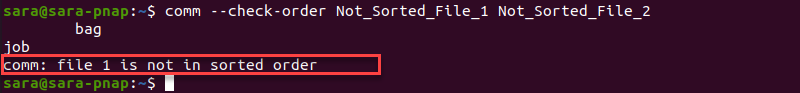 comm Check Order Terminal Output