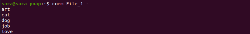 comm File_1 Hyphen Add Text Terminal Output