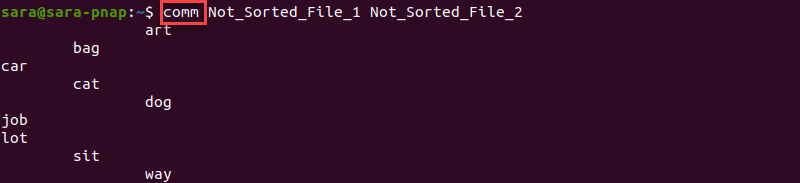 comm Terminal Output