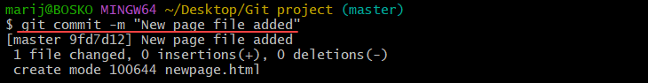 Creating a new commit in Git.