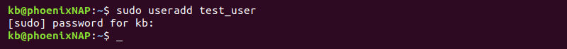 sudo useradd test_user terminal output