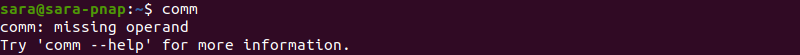 The comm Command No Arguments Terminal Output