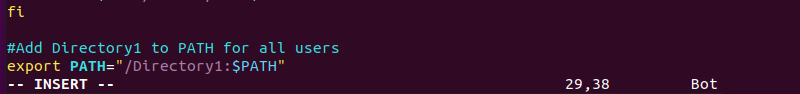 Add directory to profile file in Vim